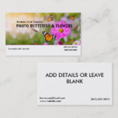 写真バタフライガーデンフラワーズビジネスカード 名刺 (正面/裏面)