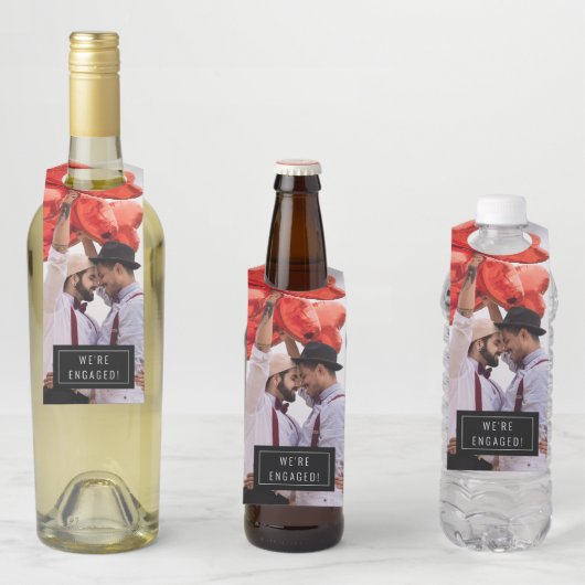 写真バッジ |婚約 |ボトルハンガーラベル ボトルネックタグ (インサイチュ)