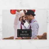 写真バッジ |婚約 |ミニきらめくワインラボ スパークリングワインラベル (シングルラベル)