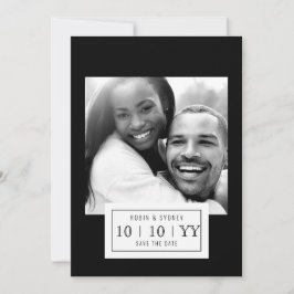 写真バッジ |日付の保存 |フラット |黒 セーブザデート