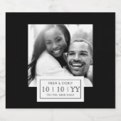 写真バッジ |日付の保存 |ボトルラベル |黒 スパークリングワインラベル (シングルラベル)