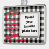 写真バッファローのチェック引用文のクリスマスまたは シルバープレートフレームオーナメント (左)
