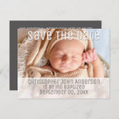 写真バプテスマは日付ミニマルなプレーンDIYを保存 案内ポストカード (正面/裏面)