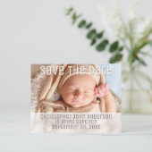 写真バプテスマは日付ミニマルなプレーンDIYを保存 案内ポストカード (スタンド正面)