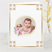 写真バプテスマ金ゴールドクロスフローラブーケ カード (黄色い花)