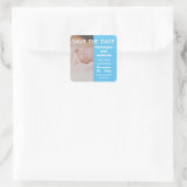 写真バプテスムコミュニオンブルーの男の子は日付を保存 スクエアシール (バッグ)