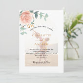 写真バラ金ゴールドフローラ写真アーチQR RSVP 結婚's 招待状 (スタンド正面)