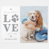 写真パーソナライズされたあなたが必要なのは愛と犬 フリースブランケット (正面(横))
