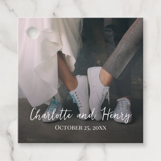 写真パーソナライズされたありがとう結婚さんギフトラベル フェイバータグ (正面)