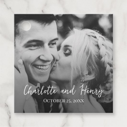 写真パーソナライズされたありがとう結婚さんギフトラベル フェイバータグ (正面)