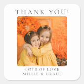 写真パーソナライズされたありがとう スクエアシール (正面)