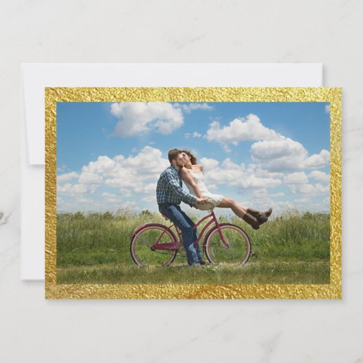 写真パーソナライズされたおもしろいモダン金ゴールド 招待状 (裏面)