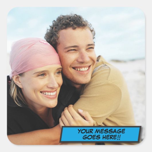 写真パーソナライズされたおもしろいモダン スクエアシール (正面)