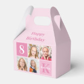 写真パーソナライズされたかわいいピンクの女の子の誕生日パーティー フェイバーボックス (正面サイド)