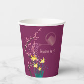 写真パーソナライズされたかわいい水仙パープル誕生日 紙コップ (正面)