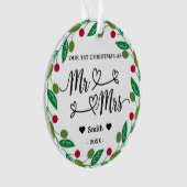 写真パーソナライズされたさん&Mrsとしてクリスマス1回目 オーナメント (正面)