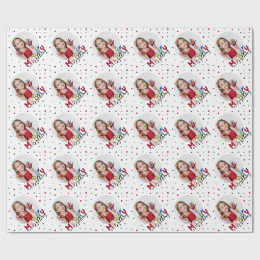 写真パーソナライズされたすべてメリーのカラフル ラッピングペーパー (フラット)