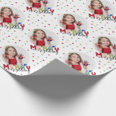 写真パーソナライズされたすべてメリーのカラフル ラッピングペーパー (角)