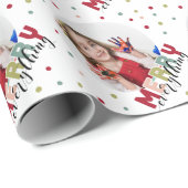 写真パーソナライズされたすべてメリーのカラフル ラッピングペーパー (ロールコーナー)