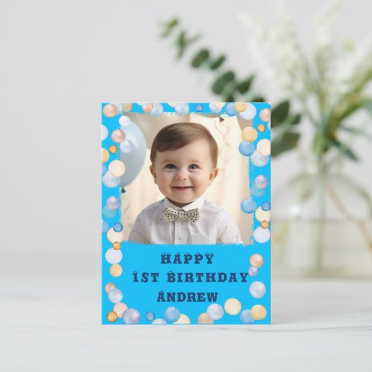 写真パーソナライズされたで誕生日おめでとう ポストカード (スタンド正面)