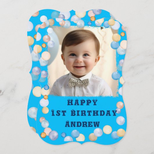 写真パーソナライズされたで誕生日おめでとう 招待状 (正面/裏面)