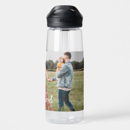 写真パーソナライズされたとカスタム文字テンプレート ウォーターボトル (背面)