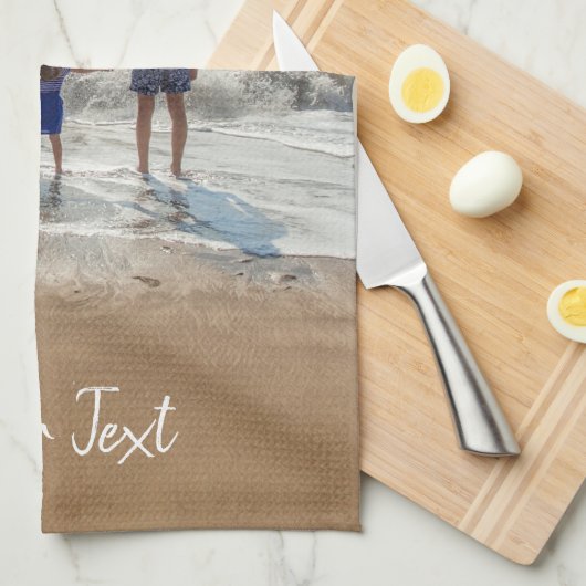 写真パーソナライズされたとカスタム文字テンプレート キッチンタオル (四つ折り)