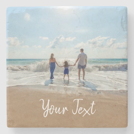 写真パーソナライズされたとカスタム文字テンプレート ストーンコースター (正面)