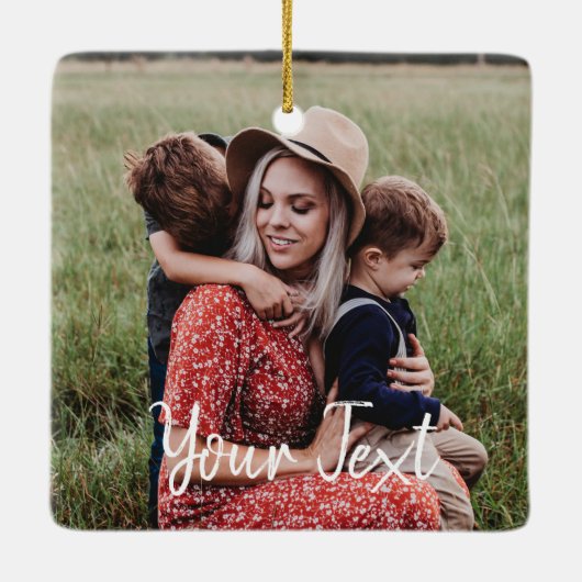 写真パーソナライズされたとカスタム文字テンプレート セラミックオーナメント (裏面)
