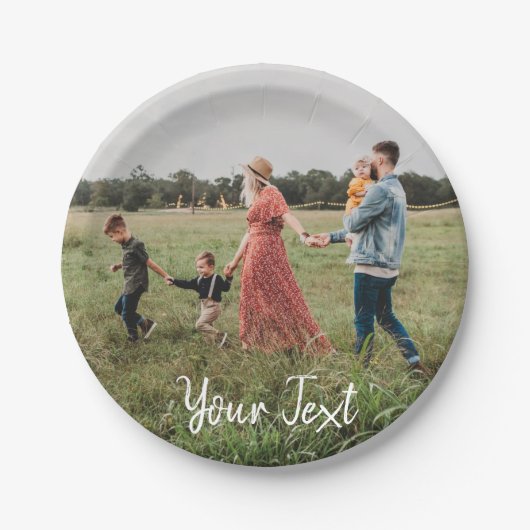 写真パーソナライズされたとカスタム文字テンプレート ペーパープレート (正面)