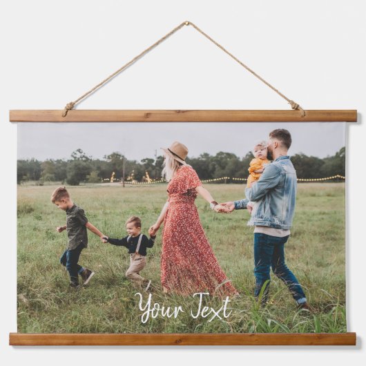 写真パーソナライズされたとカスタム文字テンプレート 吊り下げ型タペストリー (正面)