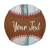写真パーソナライズされたとカスタム文字テンプレート 野球ボール (裏面)
