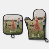 写真パーソナライズされたとカスタム文字テンプレート 鍋つかみ&鍋敷きセット (正面)