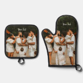 写真パーソナライズされたとカスタム文字テンプレート 鍋つかみ&鍋敷きセット (正面)