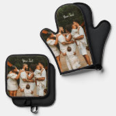 写真パーソナライズされたとカスタム文字テンプレート 鍋つかみ&鍋敷きセット (正面/裏面)