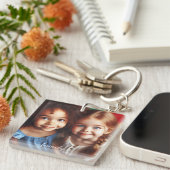 写真パーソナライズされたとスクリプト文字シンプルKeychain キーホルダー (正面右)