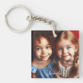 写真パーソナライズされたとスクリプト文字シンプルKeychain キーホルダー (正面)