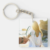 写真パーソナライズされたとスクリプト文字Sage Green キーホルダー (正面)