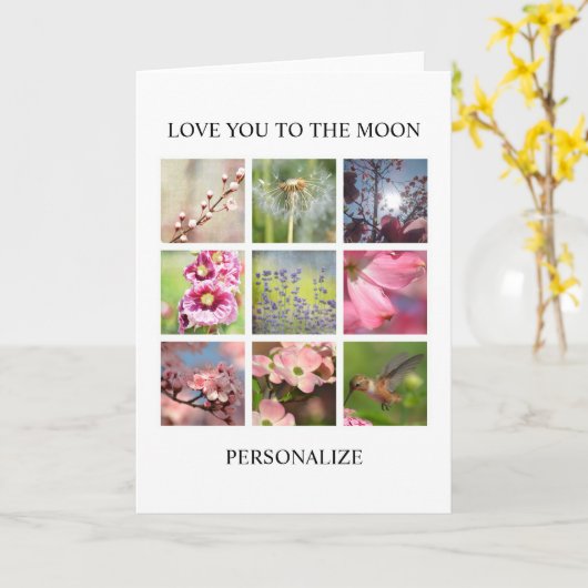 写真パーソナライズされたとテキストのコラージュ カード (黄色い花)