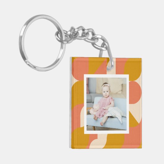 写真パーソナライズされたとパターン キーホルダー (正面左)