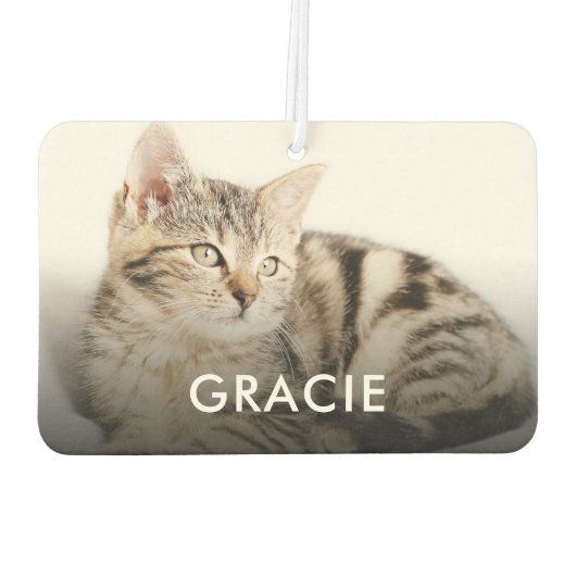 写真パーソナライズされたとペットの名前の一種 カーエアーフレッシュナー (裏面)