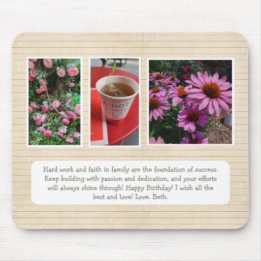 写真パーソナライズされたとメッセージのマウスパッド マウスパッド (正面)