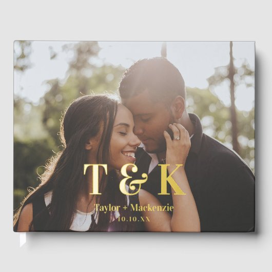 写真パーソナライズされたとモノグラ結婚ム ゲストブック (正面)