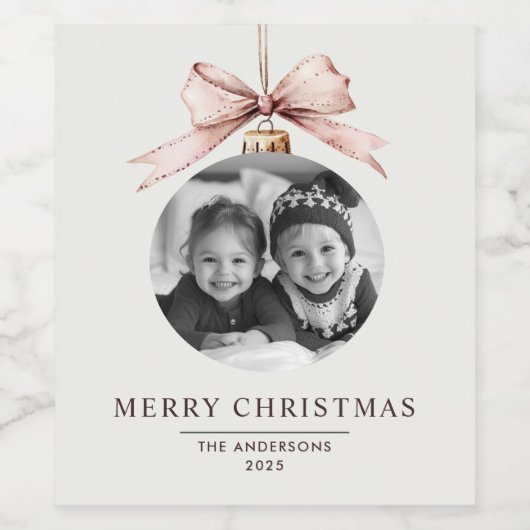 「写真パーソナライズされたと一緒に楽しいクリスマス ワインラベル (シングルラベル)