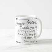 写真パーソナライズされたと名前で父の日のマグカップ コーヒーマグカップ (正面右)