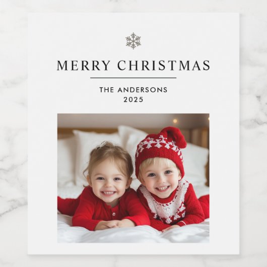 「写真パーソナライズされたと名前とクリスマスを楽しもう ワインラベル (シングルラベル)