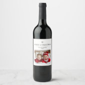 「写真パーソナライズされたと名前とクリスマスを楽しもう ワインラベル (正面)