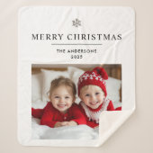 「写真パーソナライズされたと名前とメリークリスマス シェルパブランケット (正面)