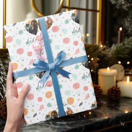 写真パーソナライズされたと名前のフェスティバル ラッピングペーパー