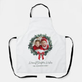 写真パーソナライズされたと名前の付いたクリスマスリース エプロン (正面)